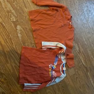 Two orange thermal warm shirt. One Talbot Henley and long sleeve ski shirt